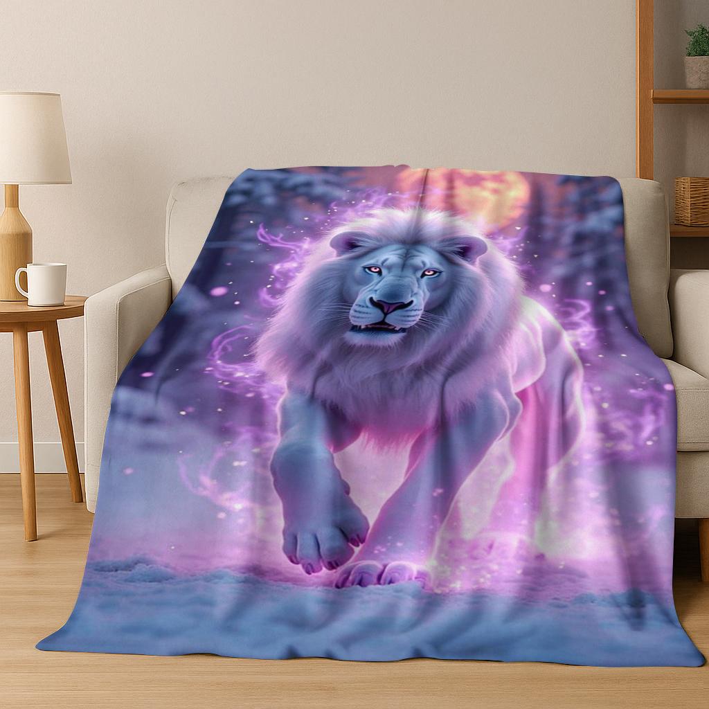 3D Dream Lion Animal Cartoon Flannel Blanket Soft Warm Blanket for Bedroom Room Living Room Bed Office Travel Camping Picnic