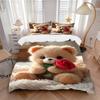 3pcs Anime Teddy Bear Bedding Set - Includes One Quilt Cover and Two Pillowcases (No Core) - Home Decor, Festival Gift, Polyester Fabric, An