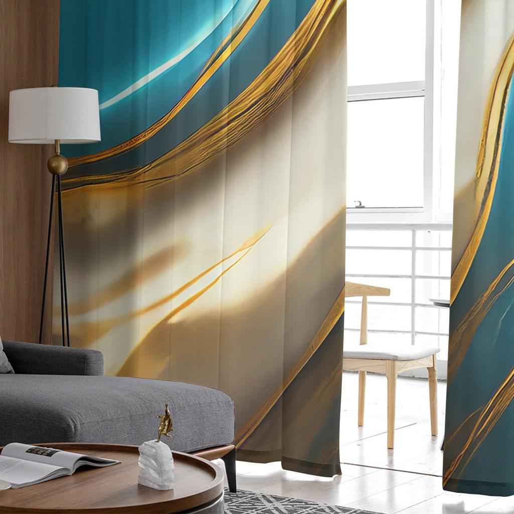Marble Texture Aqua Green Voile Sheer Curtains For Living Room Window Chiffon Tulle Curtain Kitchen Bedroom Drapes Home Decor
