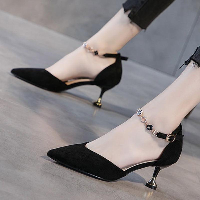 New Fashion Dinner Party Dance Design Style Mature Senior All-match Small Skirt Internet Celebrity Same High Heels