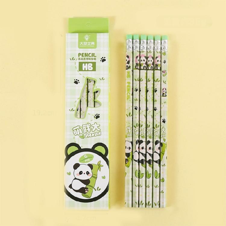6PCS Cartoon Wood Pencils Ergonomic Grip Drawing Pencils for Students Children Class Reward Daily Sketching Writing