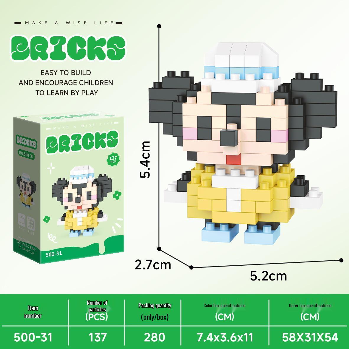 Influencer Cartoon Figure Model Desktop Ornament: Micro-Block Assembly Toy