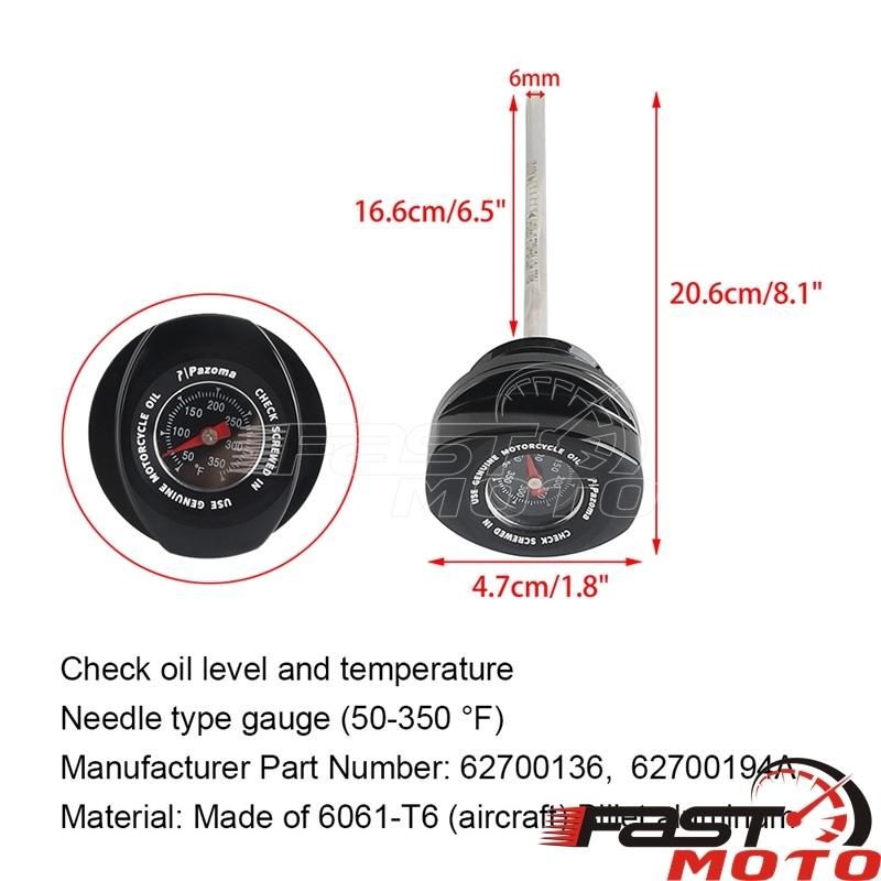 Motorcycle Oil Dipstick Gauge Temperature Gauges Oil Level Thermometer For Harley Touring Street Road Glide 2023 2024 FLTRXSTSE