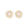 Steel needle French camellia stud earrings high-end flower pearl earrings 1111 new temperament earrings