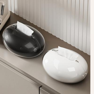Oval Magnetic Tissue Box Cover Modern Double-Layer Plastic Tissue Box Holder Magnetic Closure Tissue Holder for Home Dining Table Office Desk