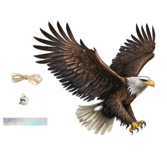 

Подвесная Поддельная Сова 2D Плоский Чучело Совы со Светоотражающей Лентой Украшение Орла с Колокольчиком для Отпугивания Голубей от Окна для Балкона Патио Заднего Двора A