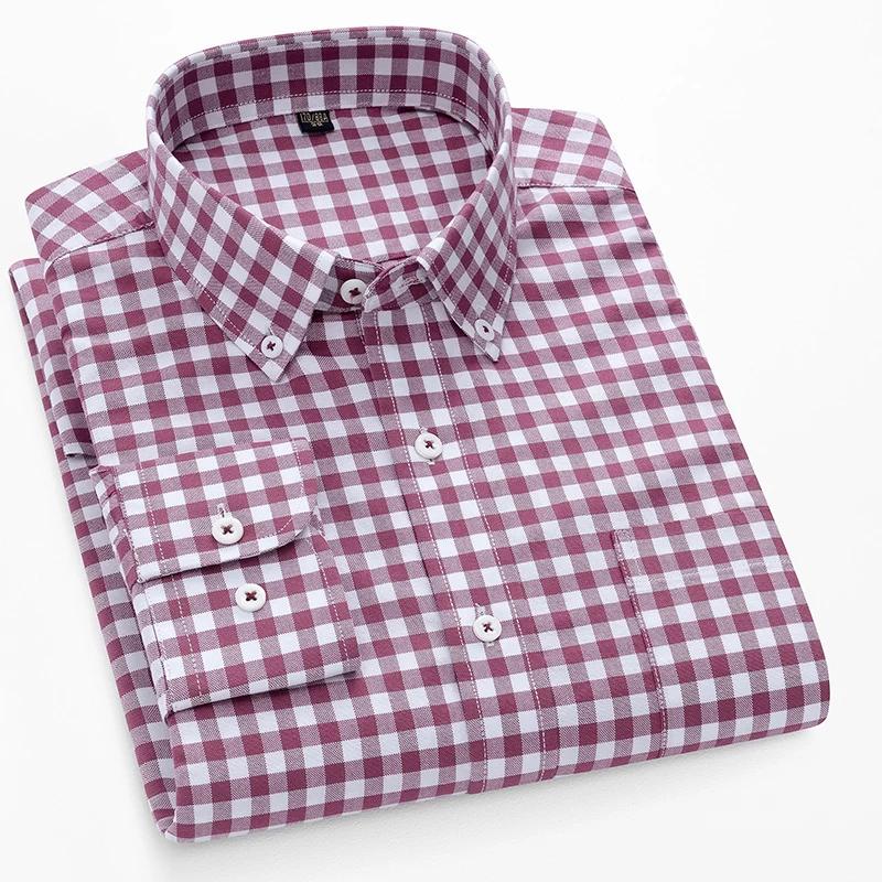 2026 Spring Casual Long Sleeves Shirts Men Turn-down Collar Business Shirts Mens 100% Cotton Oxford Cloth Tops Man