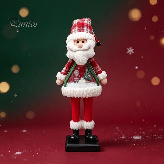 Christmas Village Display Pieces LED Lighted Figurine, Swirling Glitter Santa Claus Elk Snowman Unique Presents for Friends Decoration with