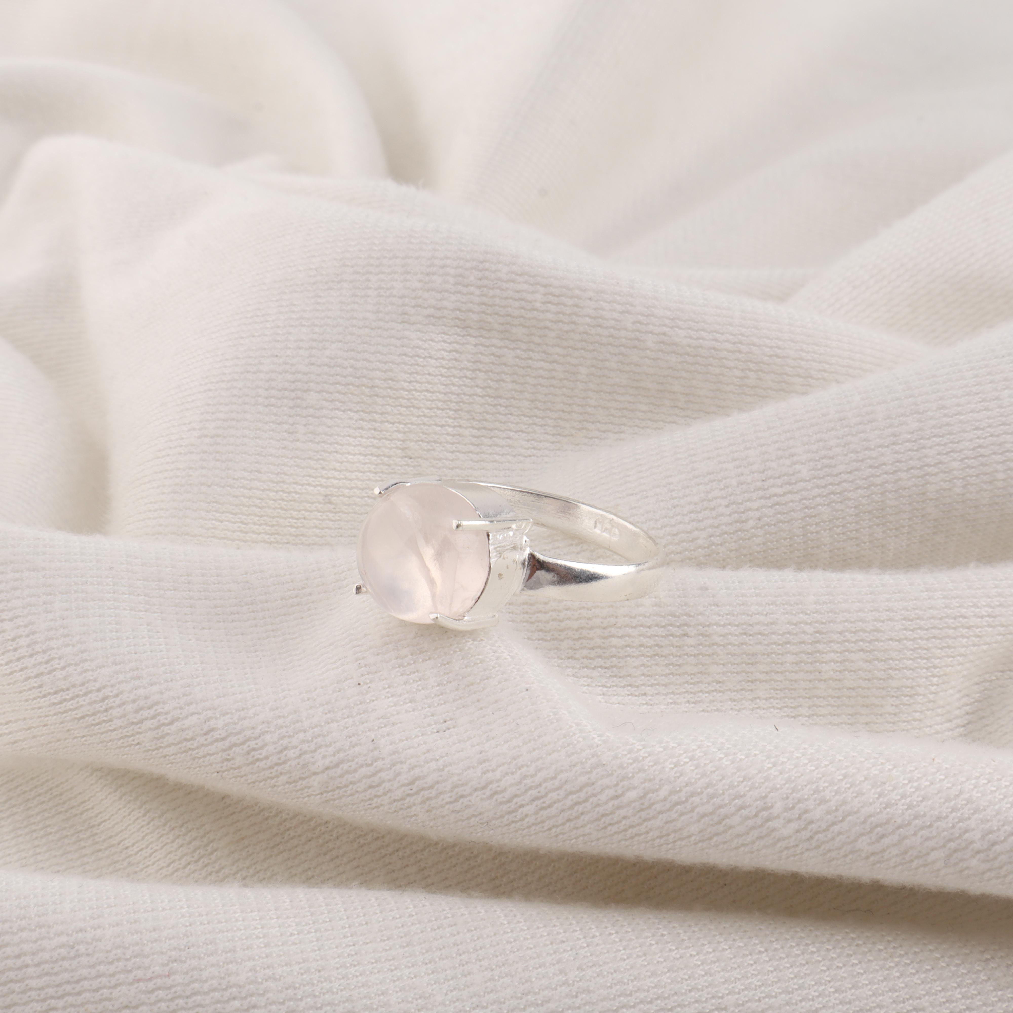 

Natural Rose Quartz Gemstone 925 Sterling Silver Handcrafted Women Ring For Wedding RR-72-29 4
