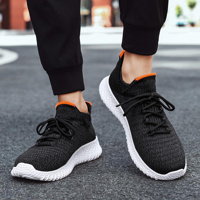 Men's Fashion Breathable Sports Flyknit Mesh Shoes Outdoor Hiking Shoes Tourism Walking Socks Shoes