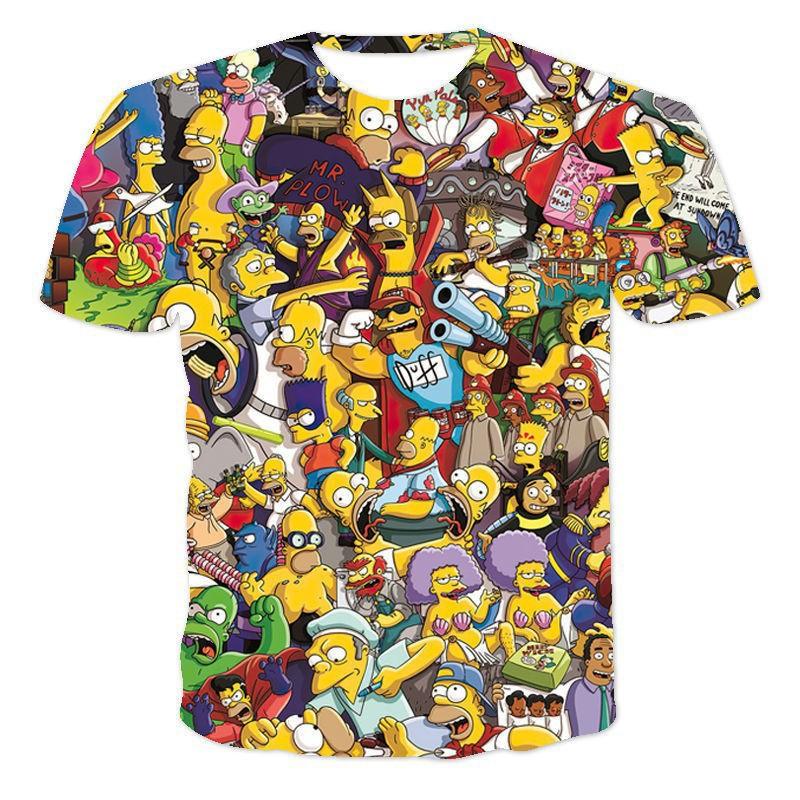 Summer T-shirt THE SIMPSONS 3D Digital Printed Men s Breathable Round Neck Short Sleeved T-shirt XL