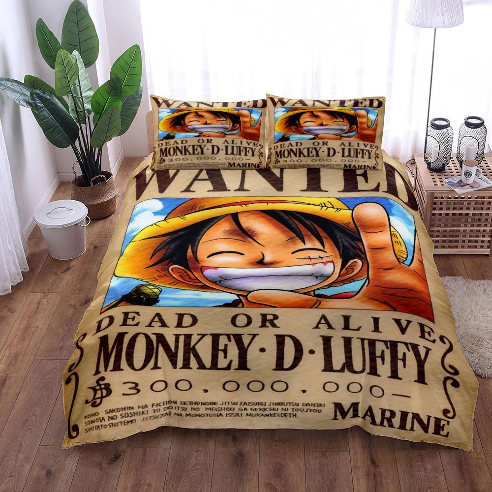 Anime O-Ones Pieces Bedding Set Japanese Luffys Duvet Cover Pillowcase for Children Boys Gift Single Queen King Size