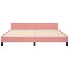 Pink Velvet Bed Frame with Adjustable Headboard 160 x 200 cm