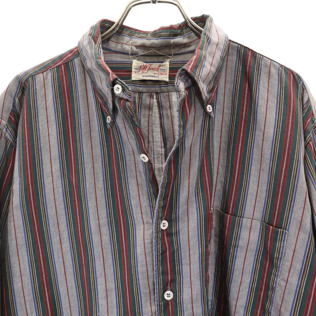 THE SOFT TOUCH SHIRT 60s Vintage Striped Pattern Long Sleeve Button Down Shirt Men's Used