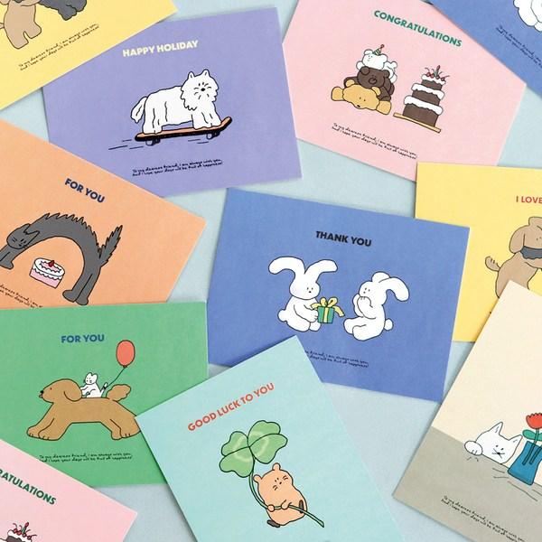 Iconic Cuddly Message Cards 8 Types X 3 Pieces + Envelope Set