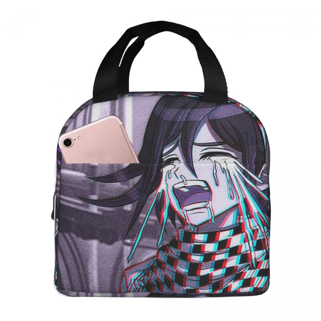 Anime Kokichi Ouma Danganronpa Game Insulated Lunch Bag for Women Children Portable Food Boxes Thermal Lunch Box Tote
