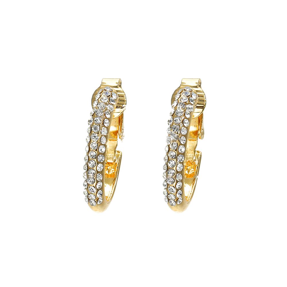 New Arrival Creative High-grade Elegant Crystal Clip On Earrings Without Piercing Gold Ear Clip Wedding Party Earrings for Women