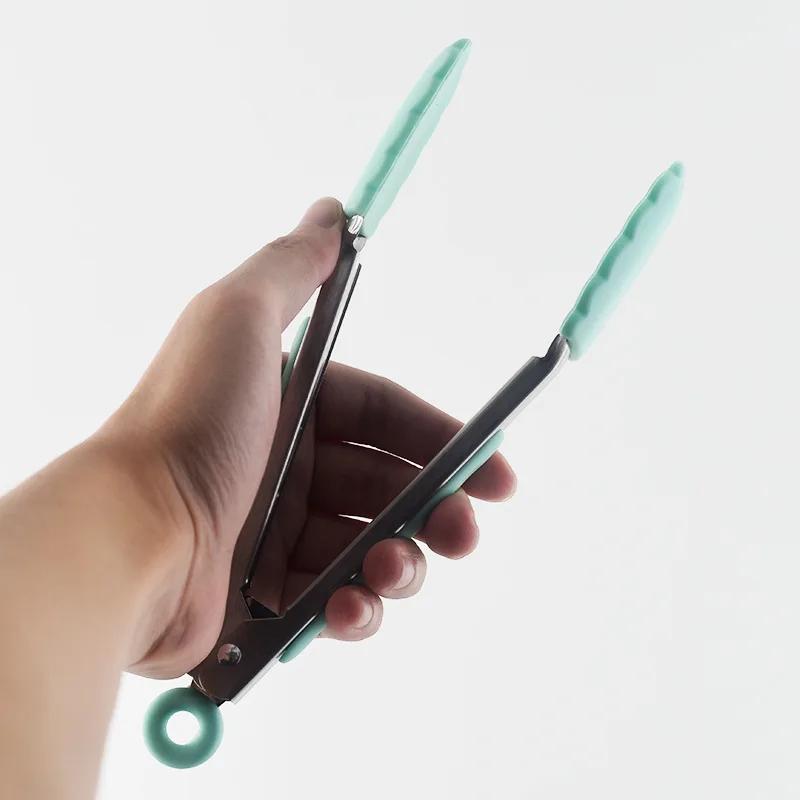 7 Zoll Food-Zange Edelstahl Küchenzange Silikon Anti-Rutsch Kochklammer Klemme BBQ Salatwerkzeuge Grill Küchenzubehör