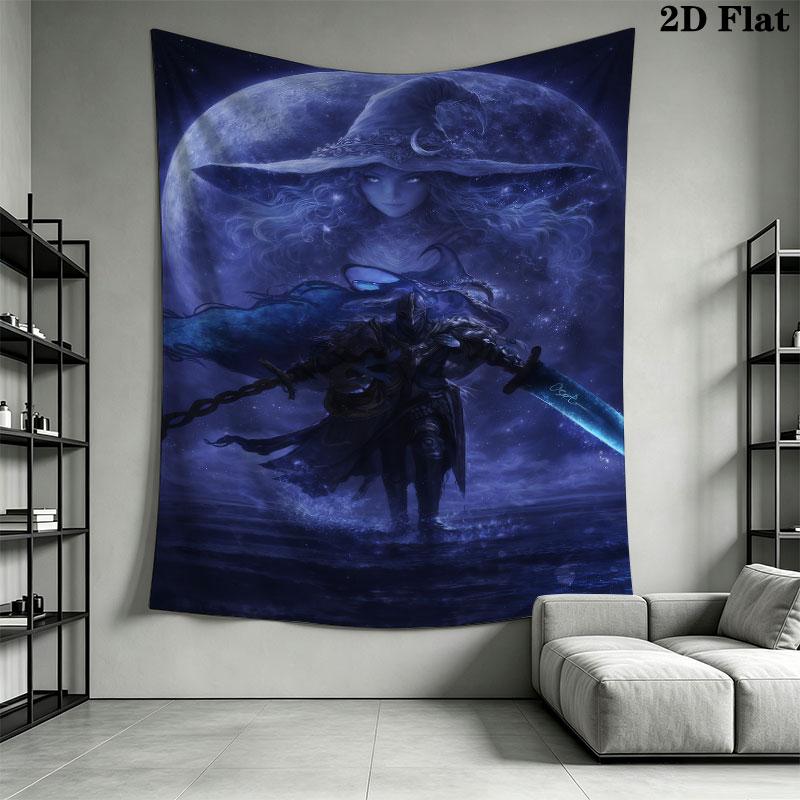 Ranni Moon Wall Hanging Printed Fabric Blanket Decorative Tapestries for Bedroom Living Room Home Decor