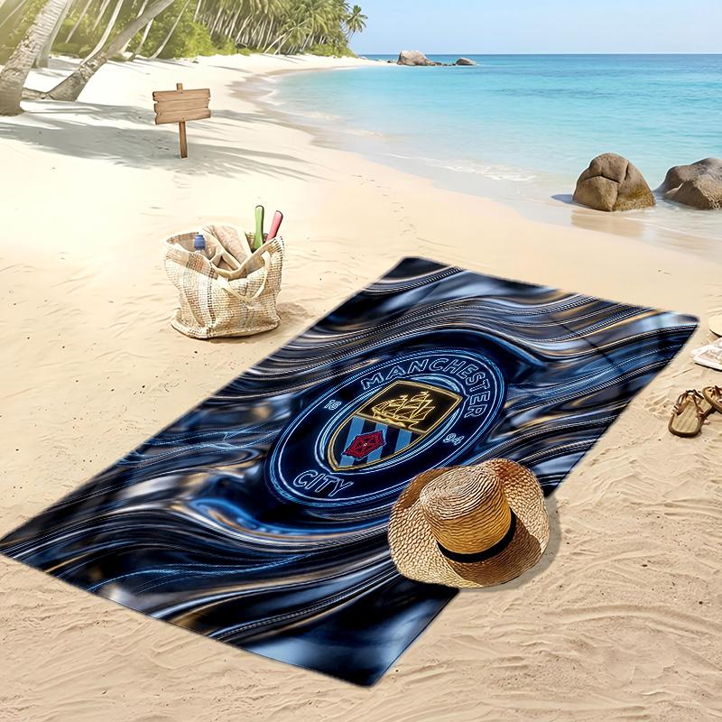 Serviette de plage imprimée Manchester City Séchage rapide Serviette douce Couverture de plage rectangulaire grande portable pour voyage Piscine