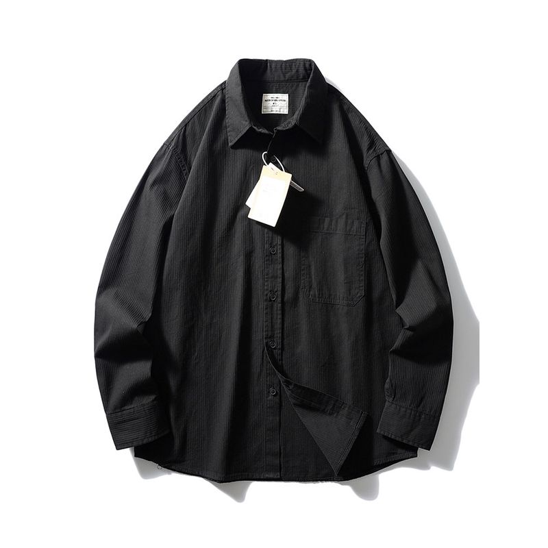 American Vintage Cotton Casual Stripe Long Sleeve Shirts Men's 2024 New Spring and Autumn Outerwear Foreign Trade Men's Shirt