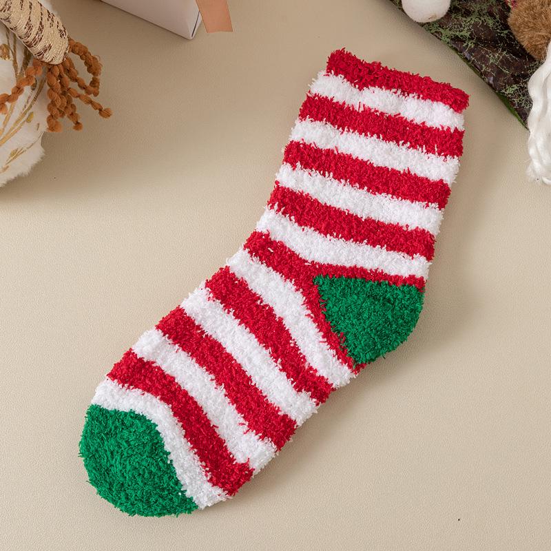 Damen Winter Korallfleece Mid-Calf Socken - Weihnachtsmann & Rentier Design