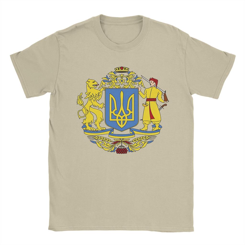Men TShirt Ukrainian Coat Of Arms Novelty Cotton Tee Shirt Short Sleeve Ukraine T Shirts Round Neck Clothing Summer