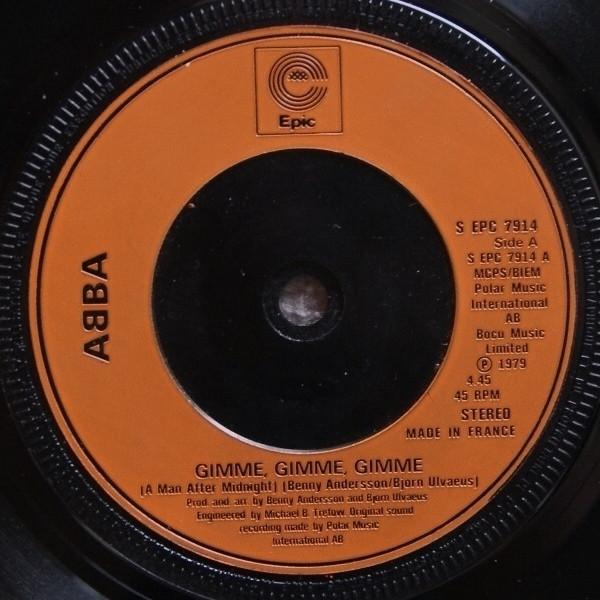 7-дюймовая пластинка ABBA Gimme Gimme Gimme A Man After Mi SEPC7914 Epic 1979 UK Pop Б/у