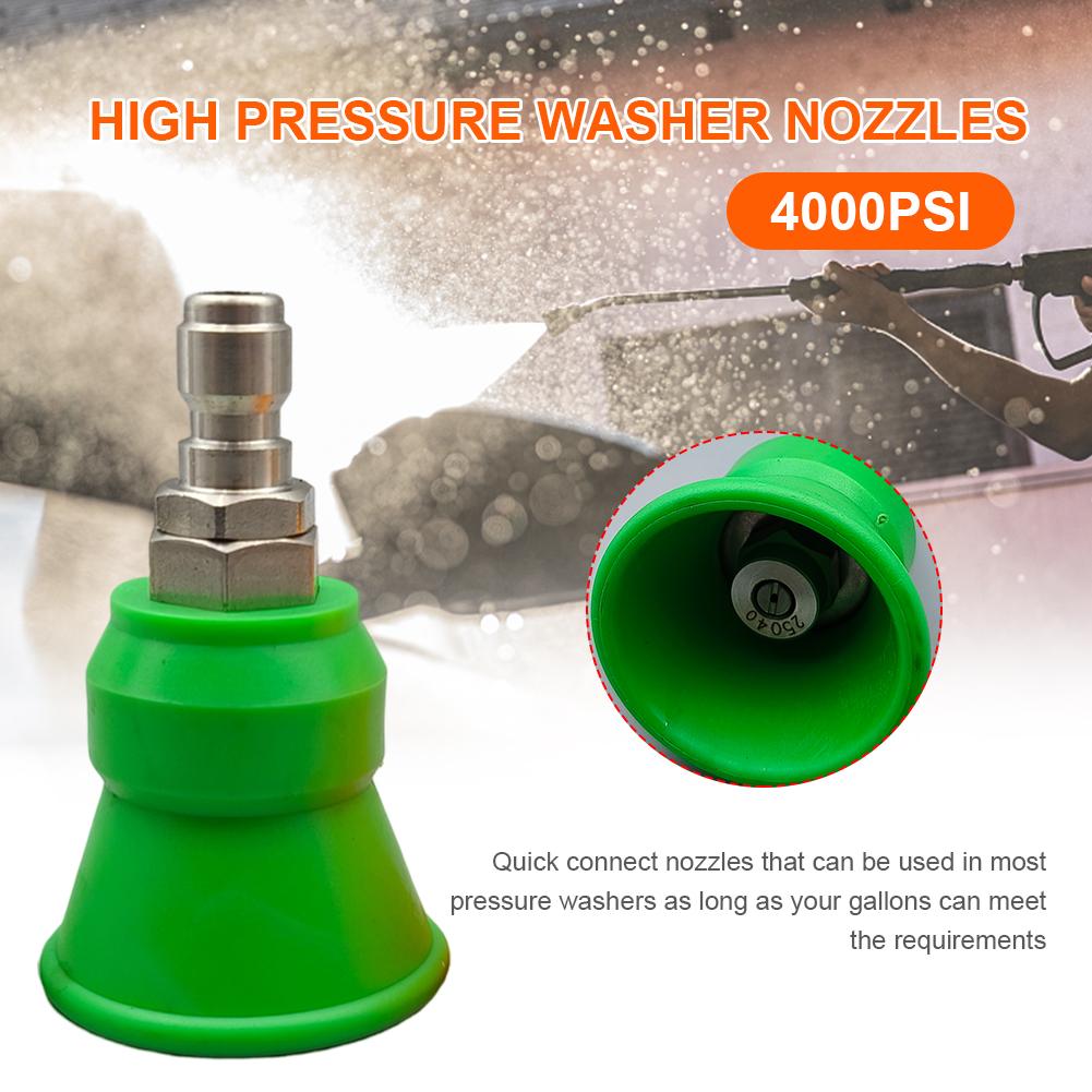High-Pressure Sheath Nozzle Splash-proof Sleeve Fan Nozzle Stainless Steel Washer Sprayer 1/4 Quick Plug Pressure Washer Tips