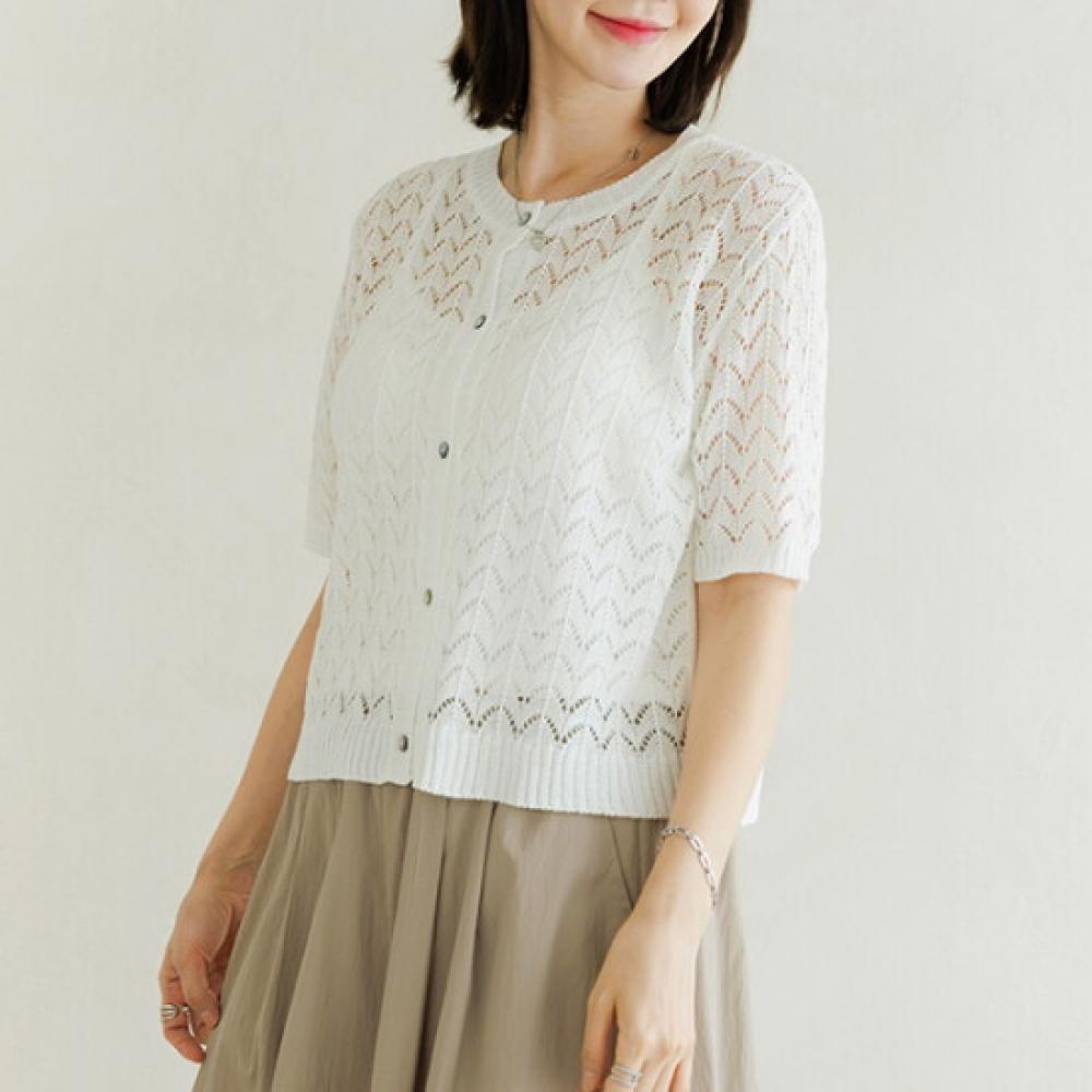 Dedra Knitted Short Sleeve Cardigan 100size Caf3004