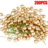 5-100Pcs Artificial Holly Berry Green Leaves Christmas Ornaments Gold Red Holly Berry Stems Xmas Tree Wreath Gifts Party Decor