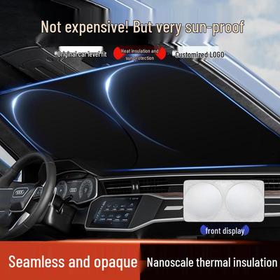 Car Double-Ring Sunshade Visor Heat Insulation Curtain for Front Windshield.
