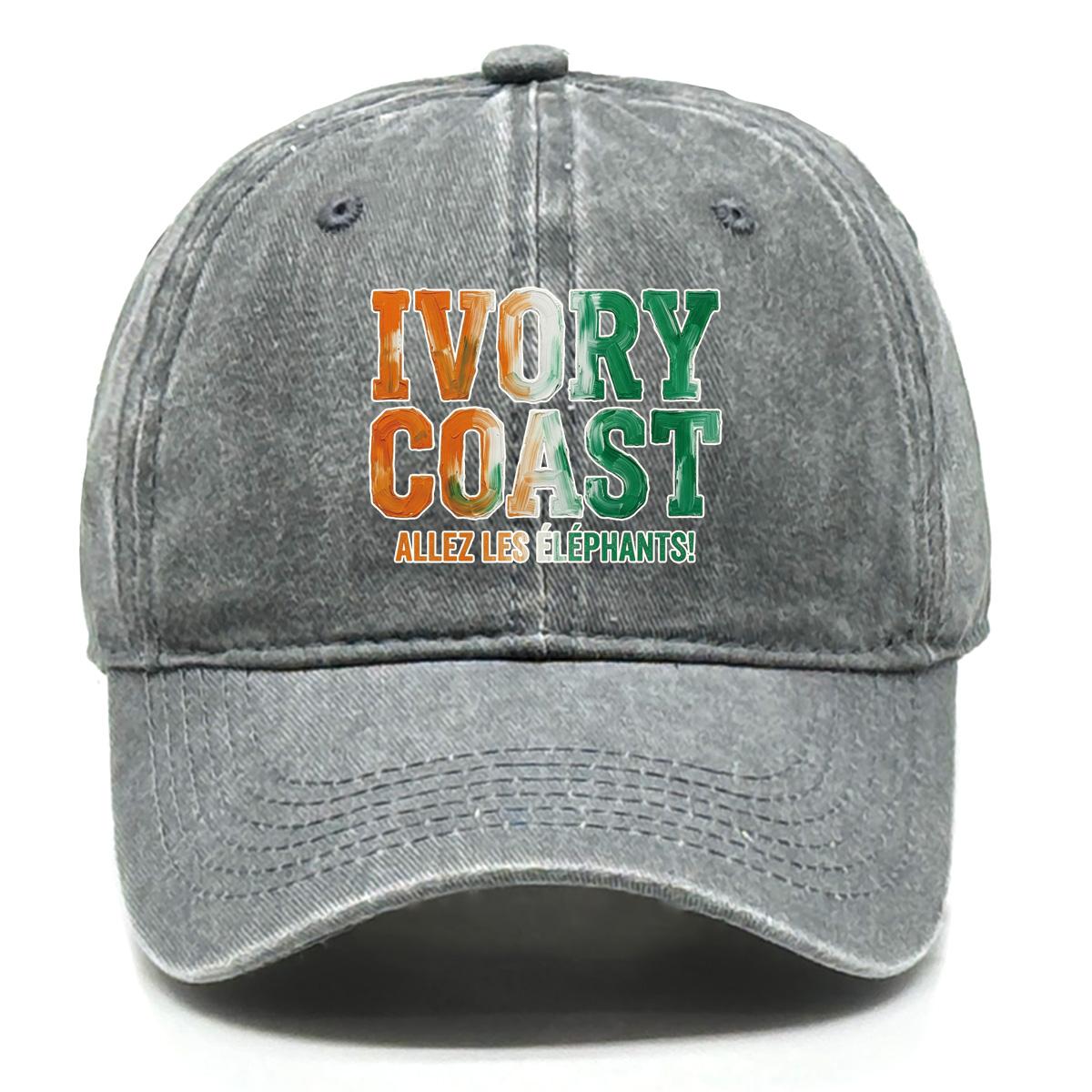 

IVORY COAST ALLEZ LES ELEPHANTS Flag Printed Snapback Baseball Cap , Adjustable Sun Hat Raw Brim Simple Trendy Slouchy Man s Cap as the picture серый
