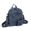 Vintage Denim Backpack Rivet Shoulder Bag Student Schoolbag Class Commuter Backpack