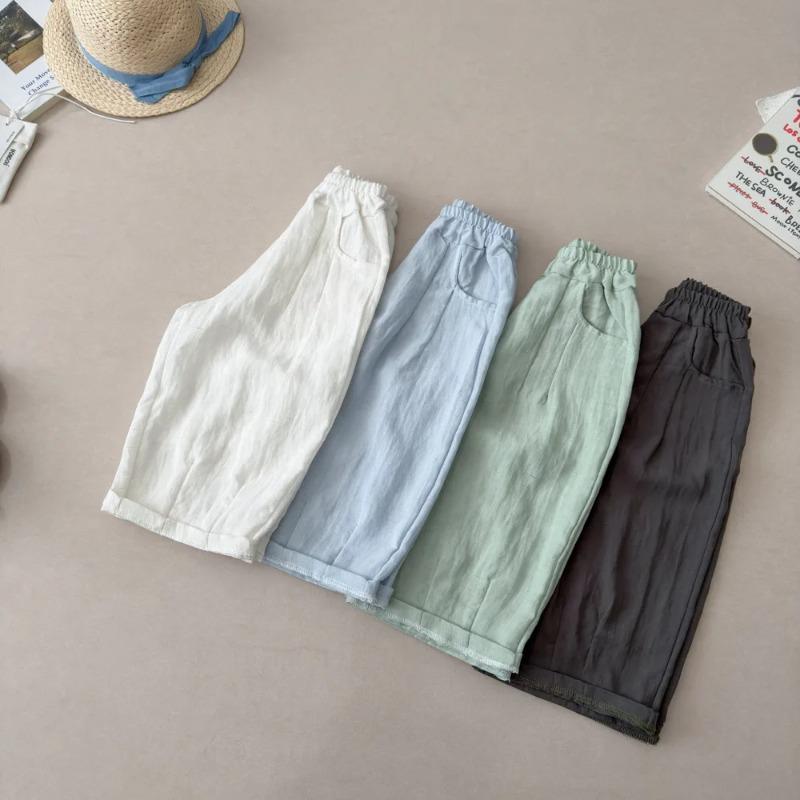 Solid Color Linen Children's Pants Kids Loose Thin Trousers Summer Harem Pants Girls' Summer Thin Children's Loose Casual Pant