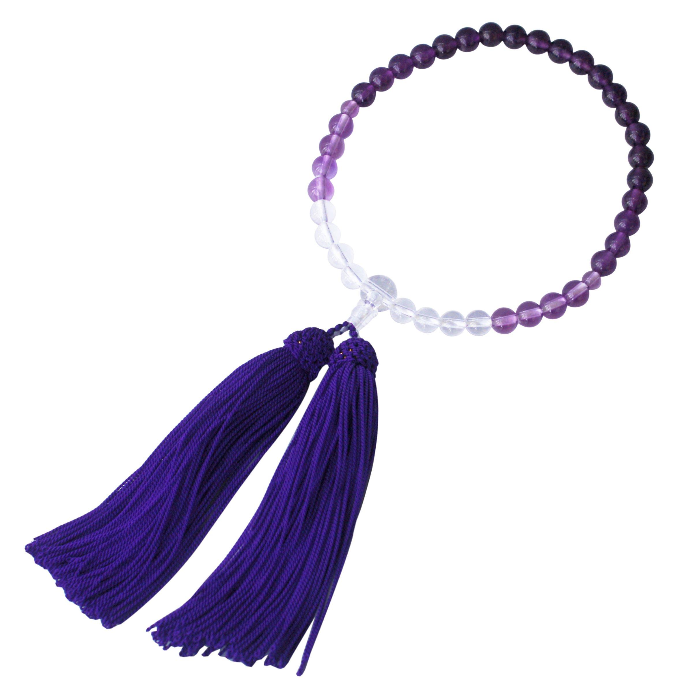 

Nakago Women s Prayer Beads, Purple Crystal Gradation, 7mm, with Crystal and Silk Tassel