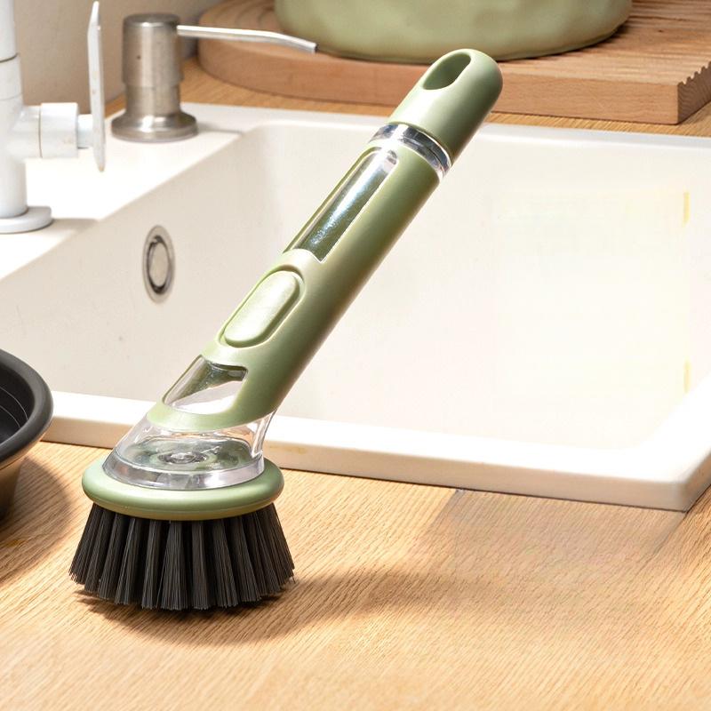 

Эргономичная щетка для мытья посуды с дозатором мыла - Удлиненная ручка, сменная головка для легкой очистки кастрюль, сковородок и раковин - Незаменимый кухонный инструмент зелёный
