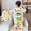 Boys Cotton Pajama Set Short Sleeve Shorts 3-Piece Cartoon Sleepwear Lightweight Home Outfit Kids
