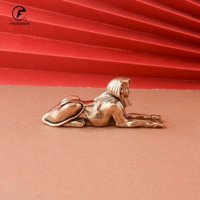 Solid Copper Egypt Sphinx Statue Small Ornaments Brass Guardian Statue Figurines Desktop Decorations Home Decor Accessories