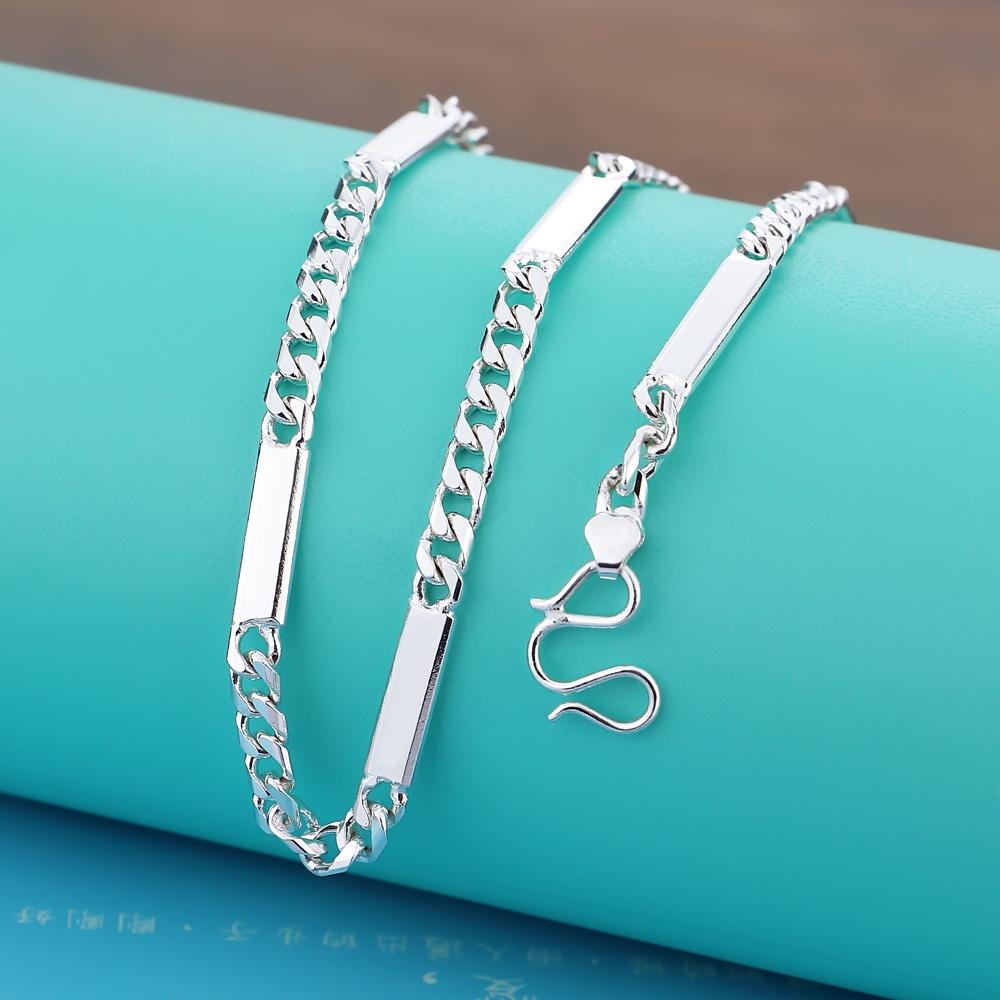 Punk Man 100% 925 Sterling Silve naszyjnik mężczyźni i chłopiec prosty kubański łańcuszek Choker kobieta biżuteria podkreślająca osobowość prezent