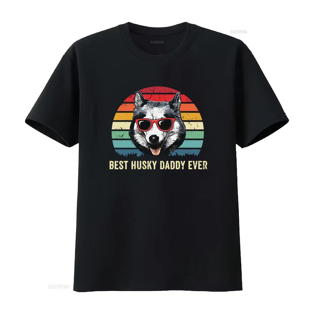 Best Husky Daddy Ever Retro Style T Shirt Siberian Print for Dog Lovers Perfect from Son Daughter vintage Washed Stretched