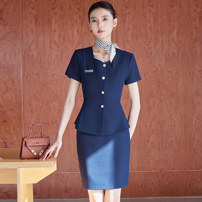 Tluoman Women's Short-Sleeve Professional Suit Set