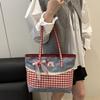 Yogodlns New Simple Style Women's Bag Retro Lattice Casual Plaid Underarm Bag Fashionable Sweet Bowknot Large Capacity Shoulder Totes