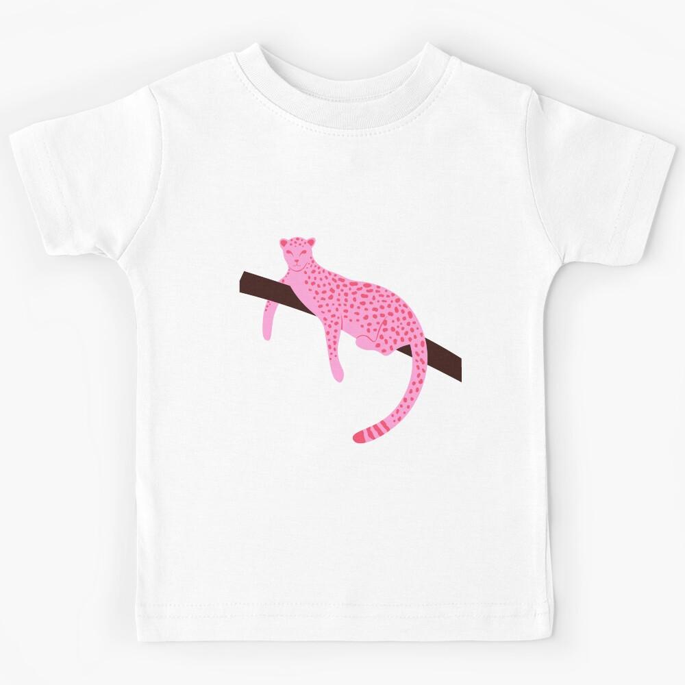 Red And Pink Cheetah/Leopard Kids T-Shirt 140