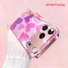 2DFlat electroplated tempered glass phone case,Pink and purple hearts pattern.,suitable for iPhone 18 Pro Max 17 16 15 14 13 12 11