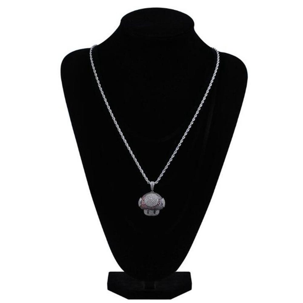 Fashionable Ice Mushroom Necklace and Pendant Copper Bicolor Cubic Zircon Necklace