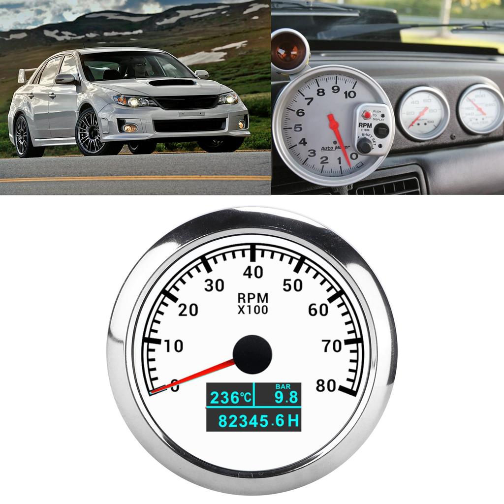 3 In 1 Tachometer Water Temperature Oil Pressure Cumulative Hour Display Pointer IP67 for Car Truck Ship