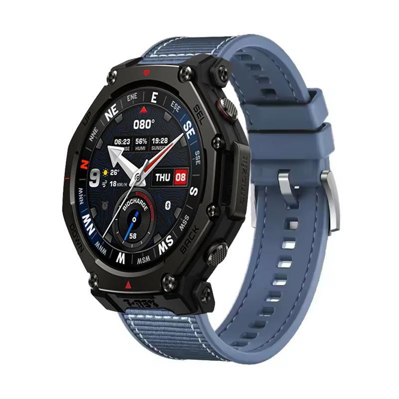 22mm Composite Silicone Strap For Amazfit T-Rex3 Pro 48mm Nylon Braided Bracelet For Amazfit Helio/Bip 6-5/Balance 2 Sports Band