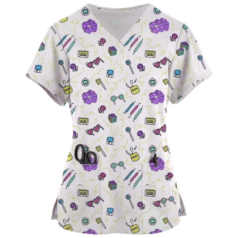 Φορέματα Σπα με Κινούμενα Σχέδια Μπλούζες Ομορφιάς και Υγείας Επαγγελματική Στολή Κομμωτηρίου Γυναικεία Μπλουζάκια