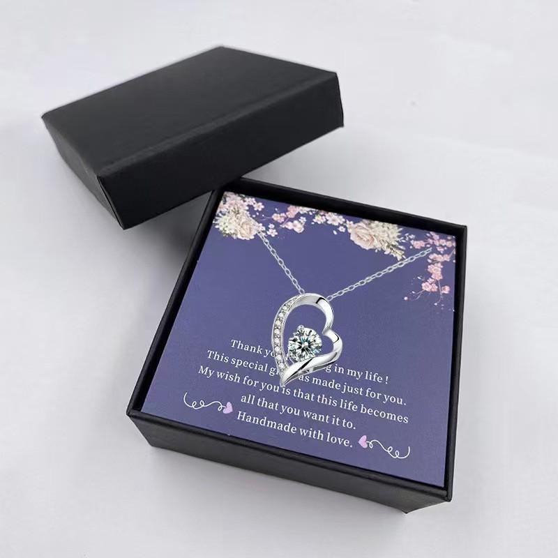 Sterling Heart Pendant Necklace Women Minimalist Clavicle Chain Gift Mom Daughter